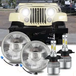 Newest Pair 7" Round Led Headlights Hi/low Beam H4 For Jeep Wrangler Jk Tj Cj Lj. Fixed Price $39.98.