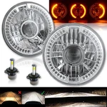 7" Split Amber Halo Ring Angel Eyes 6K 20/40W Led Projector Headlight Bulbs Pair. Fixed Price $89.95.