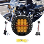 7IN Halo Led Headlight Yellow Len Hi-low Beam For Harley Electra Glide Road King. Fixed Price $115.99.