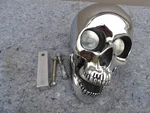 Vintage Chrome Billet Skull Motorcycle Headlight W/ Mount Harley Chopper Custom. Fixed Price $199.00.