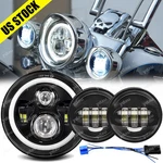 For Harley-davidson Road King Flhr 7" Led Headlight Halo + 4.5" Passing Lights. Fixed Price $57.99.