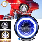 7 Inch 140W Led Headlight Hi/low Beam+amber Blue Halo Ring For Harley Davidson. Fixed Price $30.98.
