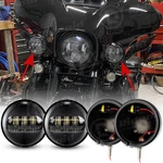 Black 4-1/2" Auxiliary Fog Passing Lights & Housing Bucket For Harley Davidson. Fixed Price $60.98.