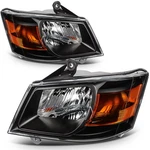 Headlights Assembly For 2008-2010 Dodge Grand Caravan Black Housing W/amber L+r. Fixed Price $88.99.