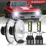 7" Stock Glass Lens/metal Headlight Led 6K 30/35W H4 Bulb Headlamp Pair. Fixed Price $59.99.