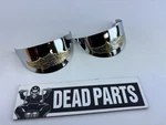 Harley Gold Winged Bar & Shield Fl Front Turn Signal Directional Lens Trim Visor. Fixed Price $35.00.