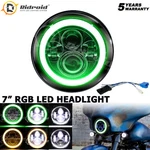 7" Motorcycle Led Headlight H4 Green Halo Ring For Harley Davidson. Fixed Price $30.89.