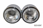 Chrome Twin Headlight Motorcycle Double Dual Lamp Street Fighter Naked Dominator. Fixed Price $49.50.