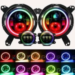 Rgb 9'' Halo Led Headlights Fog Combo Fit Jeep Wrangler Jl Gladiator 18-23. Fixed Price $159.99.