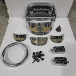 Oem Harley-davidson Gold Eagle Wing Chrome 7" Headlamp & Passing Visors Set. Fixed Price $100.00.