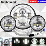 7" Led Headlight Hi/lo + 4.5" Passing Lights For Harley-davidson Road King Flhr. Fixed Price $77.99.