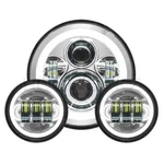 Hogworkz Chrome 7" Led Halomaker Headlight With Auxiliary Passing Lamps. Fixed Price $449.98.