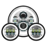 HOGWORKZ-7" Led Chrome Halomaker Headlight W/ Auxiliary Passing Lamps Harley. Fixed Price $499.98.