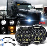 Pair 7" Projector Round Led Headlights Hi/lo Beam For Kenworth T2000 1997-2011. Fixed Price $45.80.