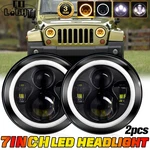 7" Led Headlight Round W/amber Halo Drl Turn Signal Dot Approved Jk Projector. Fixed Price $47.20.