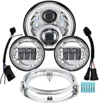 7INCH Motorcycle Led Headlight 4.5" Fog Passing Lights Dot Kit Compatible Chrome. Fixed Price $90.00.