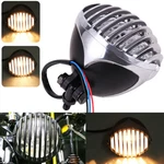 Motorcycle 4.7" Finned Grill Headlight Headlamp For Harley Chopper Bobber Custom. Fixed Price $31.95.