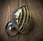 Scalloped Headlight Alloy Brass Finned Grill Harley XS650 Bobber Chopper Custom. Fixed Price $134.26.