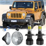 7"INCH Glass Clear Lens Headlights H4 Led Bulb Combo For Jeep Wrangler Jk Lj Tj. Fixed Price $66.17.