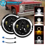 Ironwalls Pair 7"INCH H4 Headlights With White & Amber Led Turn Signals Ring. Fixed Price $56.24.