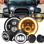 7'' Round Led Projector HEADLIGHTS+4" Fog Lights+turn Lamps For Jeep Wrangler Jk. Fixed Price $88.99.