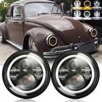 For 1950-1979 Vw Beetle 7" Incn Round Led Headlights Hi/lo Beam Halo Drl Pair. Fixed Price $45.99.