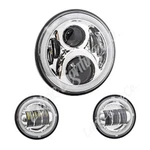 Letric 7IN Led Headlight & Passing Lamp Kit Chrome Fits Indian Lel. LLC-ILHK-7CH. Fixed Price $300.95.