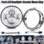 Chrome 7" Inch Led Headlight Hi/lo Beam Lamp + Mount Ring For Harley Motorcycle. Fixed Price $47.97.