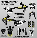 Triumph 250E Graphics Kit Wrap Stickers TF450X Mx Enduro Team Black Yellow. Fixed Price $221.02.