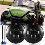 For Vw Beetle 1950-1979 Pair Black 7" Round Headlights High Low Sealed Beam. Fixed Price $52.99.