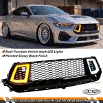 For 2024-2026 Mustang S650 Gt Ecoboost V2 Gloss Black Led Drl Front Upper Grille. Fixed Price $249.99.