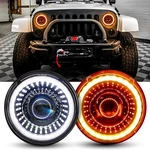 Pair 7'' Round Led Headlights Halo Starry Dragon Eyes For Jeep Wrangler Jk Tj Cj. Fixed Price $129.99.