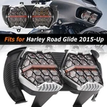Dual Led Headlamp Headlight Projector Hi-lo Amber Drl For Harley Road Glide 15+. Fixed Price $209.95.