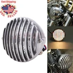 Motorcycle Round Scalloped Finned Grill Headlight Chrome For Harley Bobber Dyna. Fixed Price $29.95.