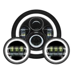 Hogworkz Blackout 7" Led Halomaker Headlight With Auxiliary Passing Lamps. Fixed Price $449.98.
