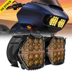 Yellow Dual Motor Headlight Hi-lo Drl Sealed For Harley Road Glide 2015-2024. Fixed Price $306.99.
