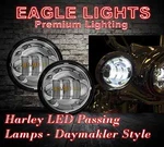 Eagle Lights 4 1/2" Round Chrome Led Passing Pair Fits Harley And Others. Fixed Price $149.99.