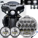7" Led Headlight +4.5" Fog For Harley Davidson Heritage Softail Class Set. Fixed Price $60.96.