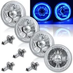 5-3/4" Blue Led Halogen H4 Bulb Headlight Angel Eye Crystal Clear Set. Fixed Price $140.21.