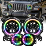 Rgb Round Led Headlights 4" Fog For Jeep Wrangler Jl 2018+ Gladiator Jt. Fixed Price $139.99.