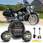Dot Black 7" Led Headlight + Passing Lamps For Harley Road King Softail Heritage. Fixed Price $152.98.