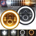 Pairs 7" Inch Round Led Headlights Halo Eyes For Jeep Wrangler Jk Lj Tj Cj. Fixed Price $25.89.